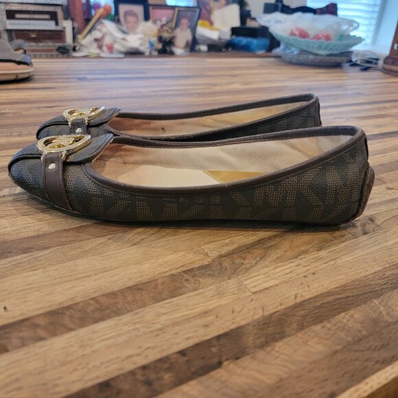 MK Michael Kors Fulton Moccasin Brown Monogram Flat Slip On Shoes - Picture 8 of 16